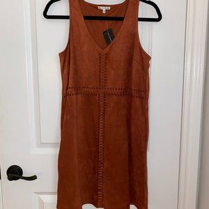 Black Swan velvet mini dress in rust (with pockets!)